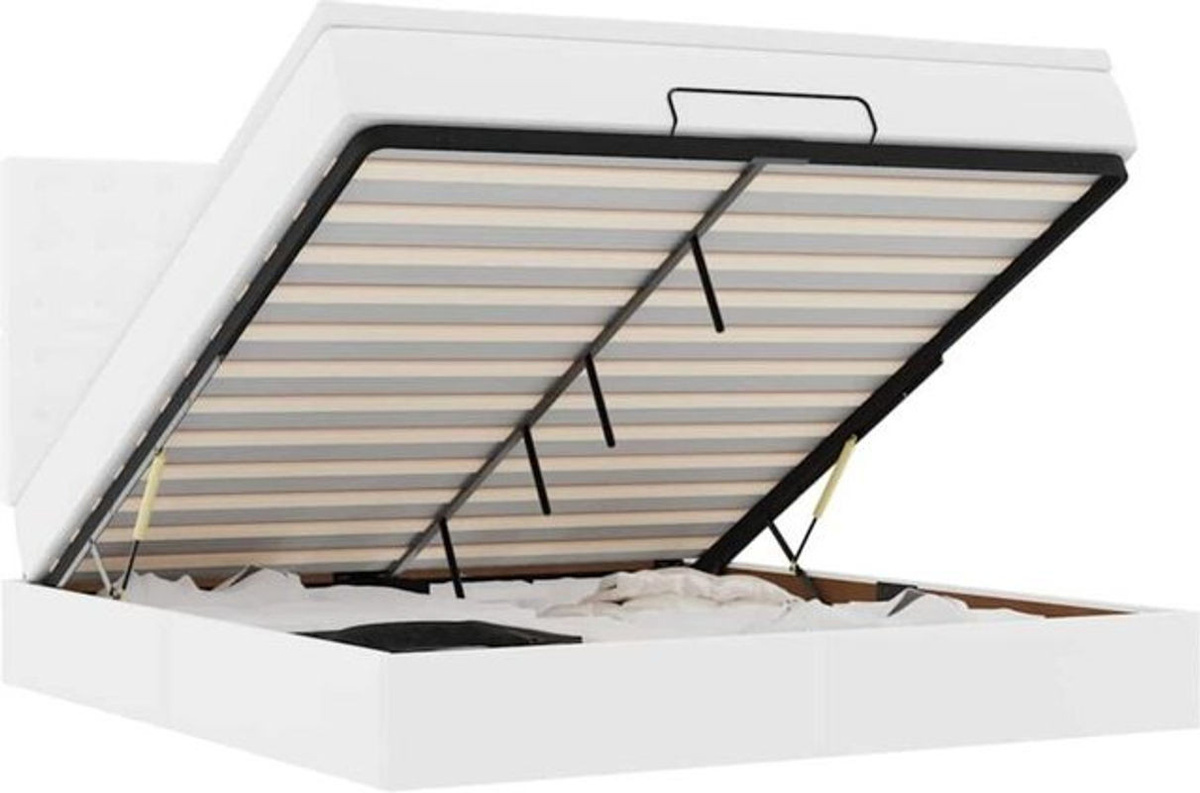 Vidaxl Ottoman Polsterbett mit Matratze und LED in Weiß aus Kunstleder, B/T: 160 x 200 cm - Bild 1