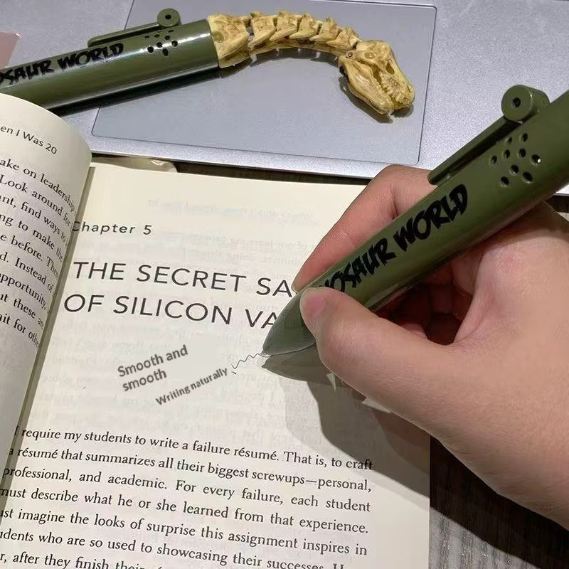 Lustiger Dinosaurier Gelstift mit offenem Maul in Grün für Schüler und Journaling - Bild 3