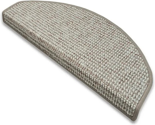 KARAT Stufenmatte Carlton Treppenmatte halbrund, grau-beige meliert, B: 65 cm, T: 23,5 cm - Bild 1