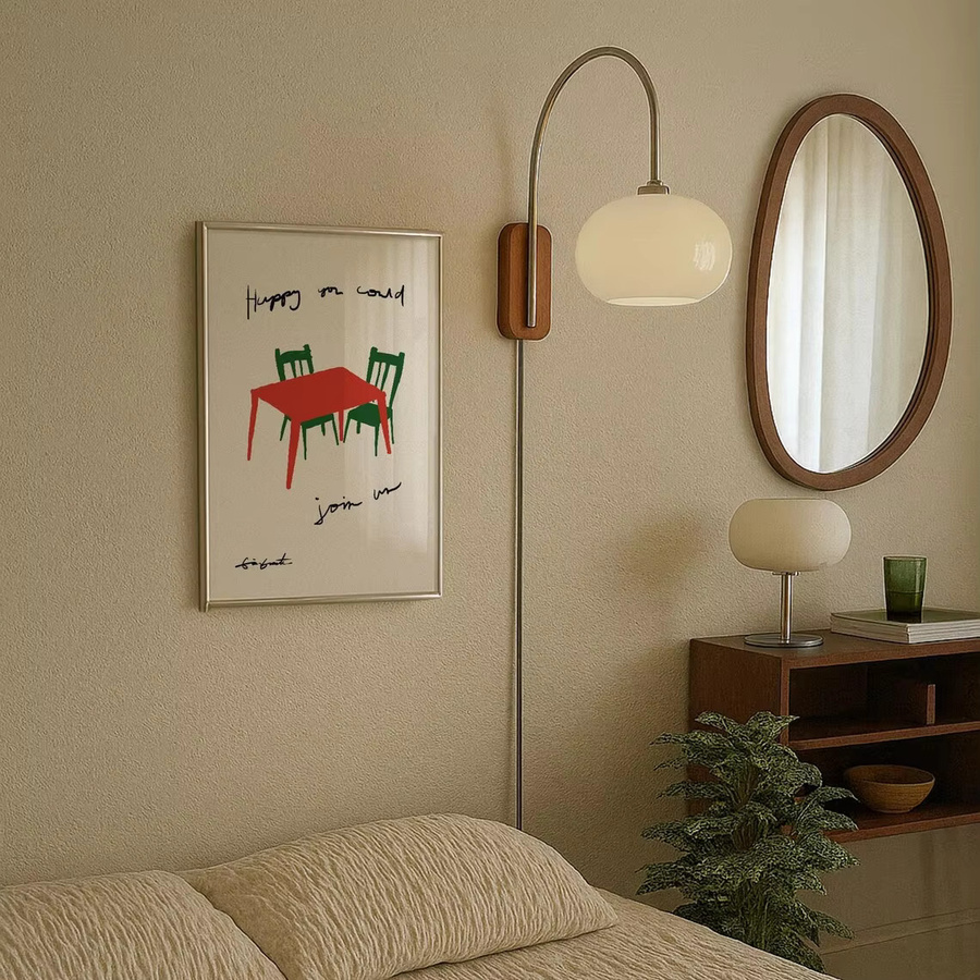 Kunstdruck Happy You Could Join Us von SHENCHEN, handgezeichnetes Retro-Küchenposter im Mid-Century Modern Stil, ästhetischer roter Papierposter mit Typografie - Bild 2