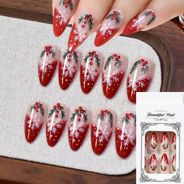 MAFANAILS Künstliche Nägel, rot, glänzend, 24 Stück - Bild 1