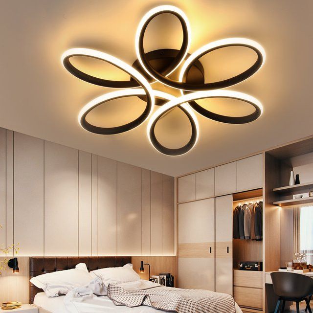 Oyajia Moderne LED-Deckenleuchte aus Metall mit Blumendesign, 60W, warmweiß 3000K, Durchmesser: 43 cm - Bild 1
