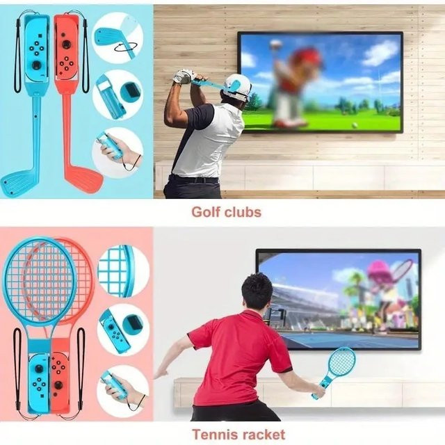 Benicabaly Golfclub-Griffe für Nintendo Switch Joy Pad Controller, 2er-Set, Blau & Rot - Bild 1