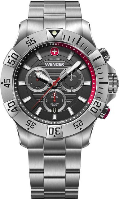 Wenger Chronograph, Quarz, Edelstahl, Schwarz, 43 mm, Herren - Bild 1