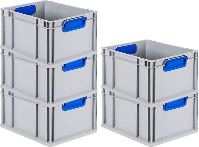 PROREGAL Spar Set 5x Eurobox Nextgen Color Transportboxen mit Griffen, Blau, H x B x T: 22 x 30 x 40 cm, 20 Liter - Bild 1