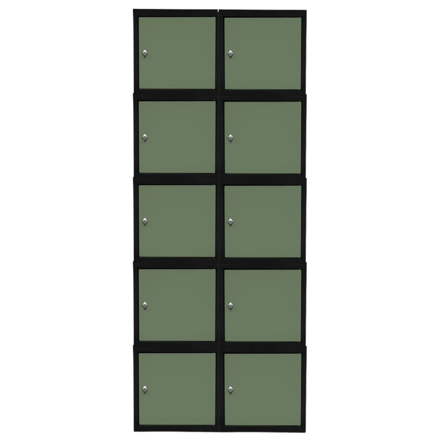 PROREGAL Blocky Schließfachwürfel Set aus 10 Stück mit Drehriegelschloss für Vorhängeschlösser, Farbe: Anthrazit/Resedagrün, B/T/H: 40 x 40 x 40 cm - Bild 2