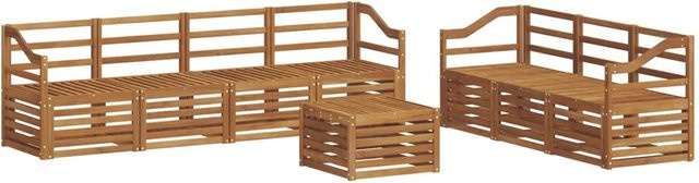 vidaXL Gartenmöbel Set 8-teilig aus Massivholz Akazie in Braun und Beige mit Polstern - Bild 1