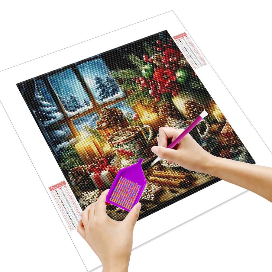 HUACAN Diamant-Malerei Set Winter Gemütliche Szene 5D DIY Mosaik-Kunst mit Full Round Steinen - Bild 2