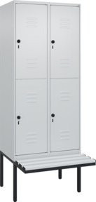C+P Doppelstock-Spind Classic PLUS Sitzbank mit 2 Abteilen und Sicherheits-Drehriegel, Farbe: Grau, B/T/H: 212,0 x 80,0 x 81,5 cm - Bild 1