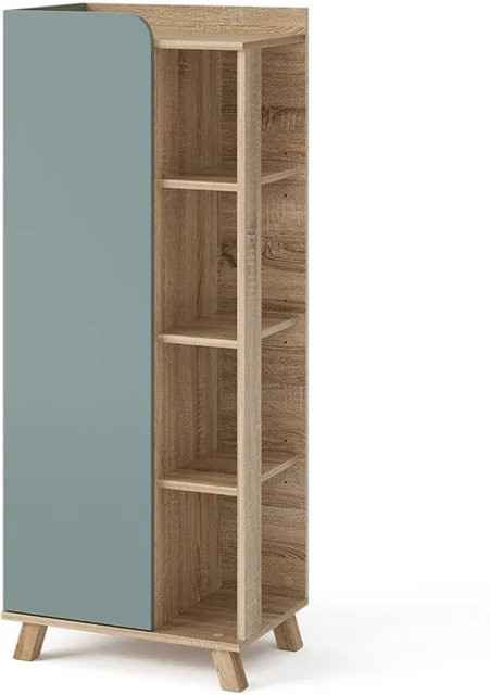 Vicco Midischrank Karen Badezimmerschrank mit Tür und offenen Fächern Sonoma Mintgrün Blau-Grau B/T/H: 50 x 26,43 x 128 cm - Bild 2