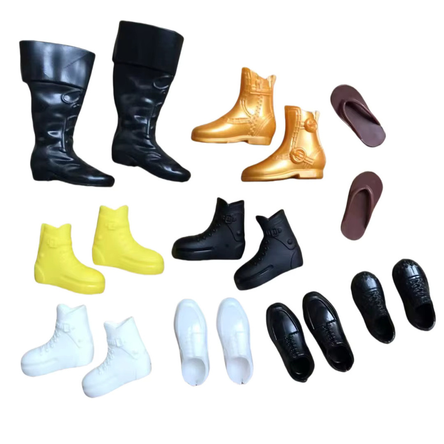 ROUND YUAN Puppenschuhe Stiefel, Puppenzubehör, Weiß Braun Schwarz Goldfarben, Kunststoff - Bild 5