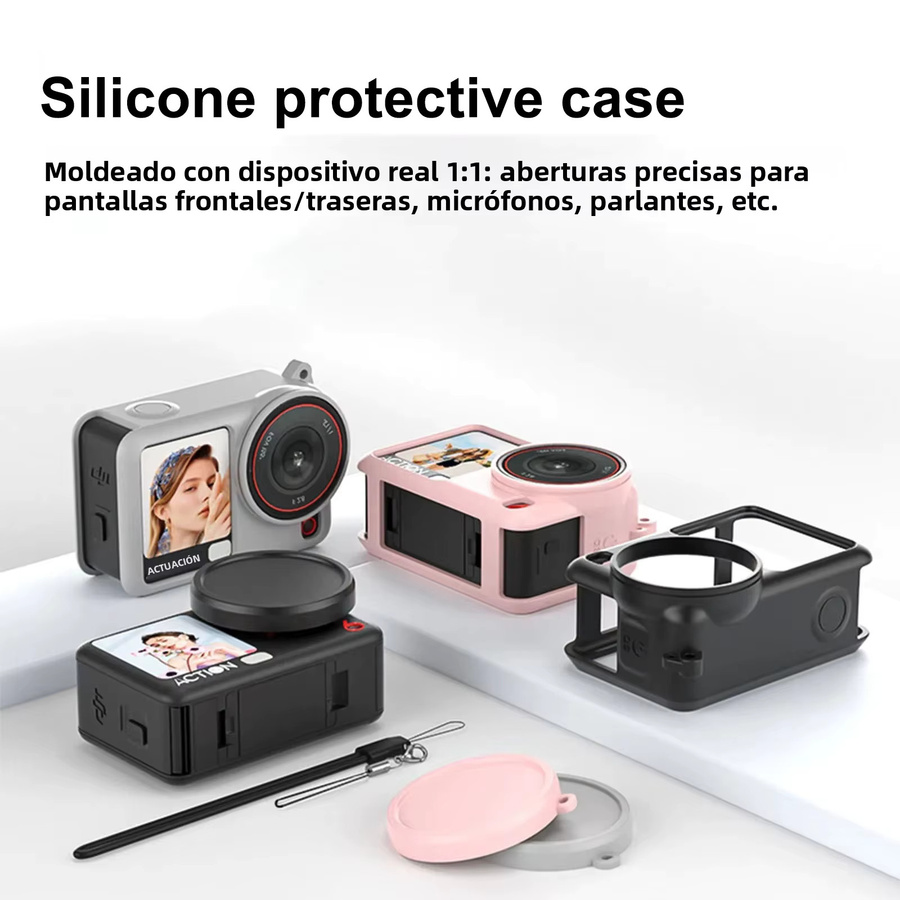 DJI Osmo Action 6 Zubehör-Set mit Silikonhülle, Displayschutzfolie und Objektivdeckel in Schwarz inklusive Aufbewahrungstasche - Bild 3