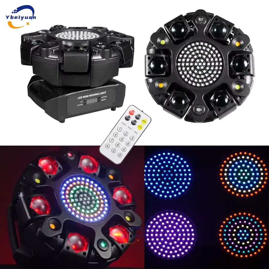 Ybeiyuan 6-Kopf Moving Head mit Dye Strobe Effekt, DMX512 und Fernbedienung, Schwarz - Bild 2