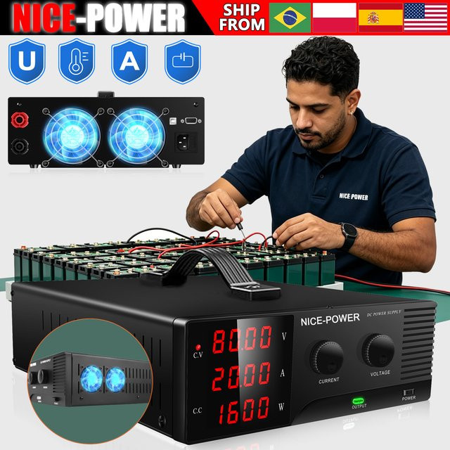 NICE-POWER Labor-Netzteil 80V 20A Schwarz Einstellbares Tischnetzteil für Batterie-Pack-Alterungstests - Bild 1