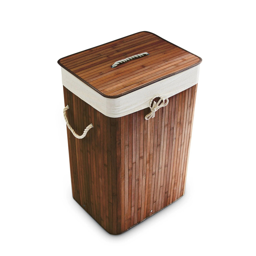 Relaxdays Wäschekorb aus Bambus in Braun, Eckig und Faltbar mit Deckel, B: 65,5 cm, T: 43,5 cm, H: 33,5 cm - Bild 2