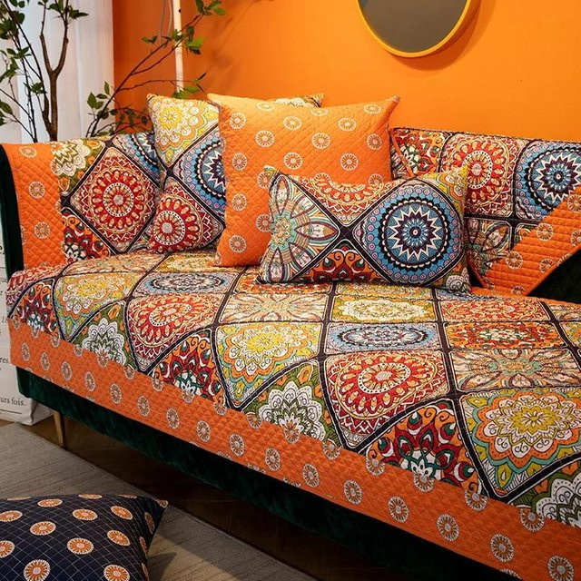 Rutschfester Sofabezug von Your Warm Home im Boho-Design mit floralem Muster, Mehrfarbig, B/H: 70 x 150 cm - Bild 1