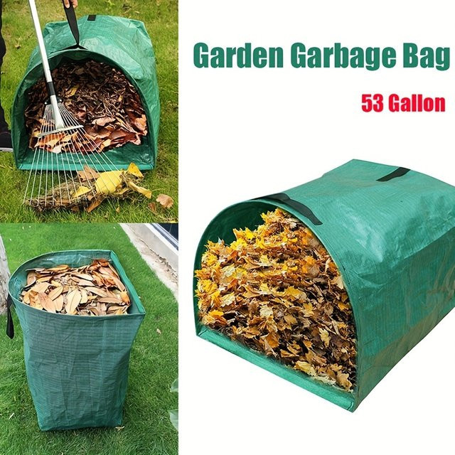 Großer Gartenabfallbeutel in Grün zur Sammlung von Laub und Trümmern - Bild 1