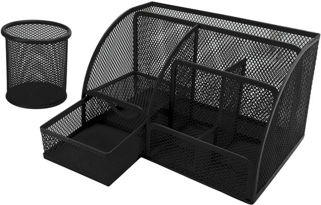 GoolRC Schreibtischorganizer aus Metallgitter in Schwarz mit 7 Fächern und Schublade - Bild 1