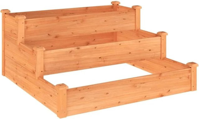 vidaXL Hochbeet aus Massivholz Tanne in Braun, B/T/H: 120 x 120 x 56 cm - Bild 1