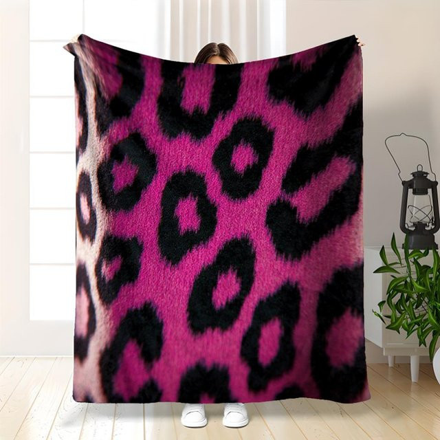 JMG Household Supplies Fleece Überwurf mit rosa Leopardendruck, weiche Plüschdecke in B/B: 130 x 150 cm - Bild 1