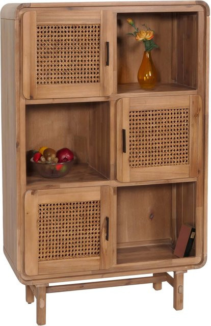 Highboard MCW-M47 Kommode aus Akazie Massiv-Holz mit Rattan-Design in Braun, B/H/T: 141 x 90 x 35 cm - Bild 1