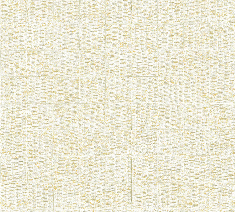 Elitis Flecht Tapete Mimbre Precioso in Weiß und Gold mit geometrischem Design - Bild 2