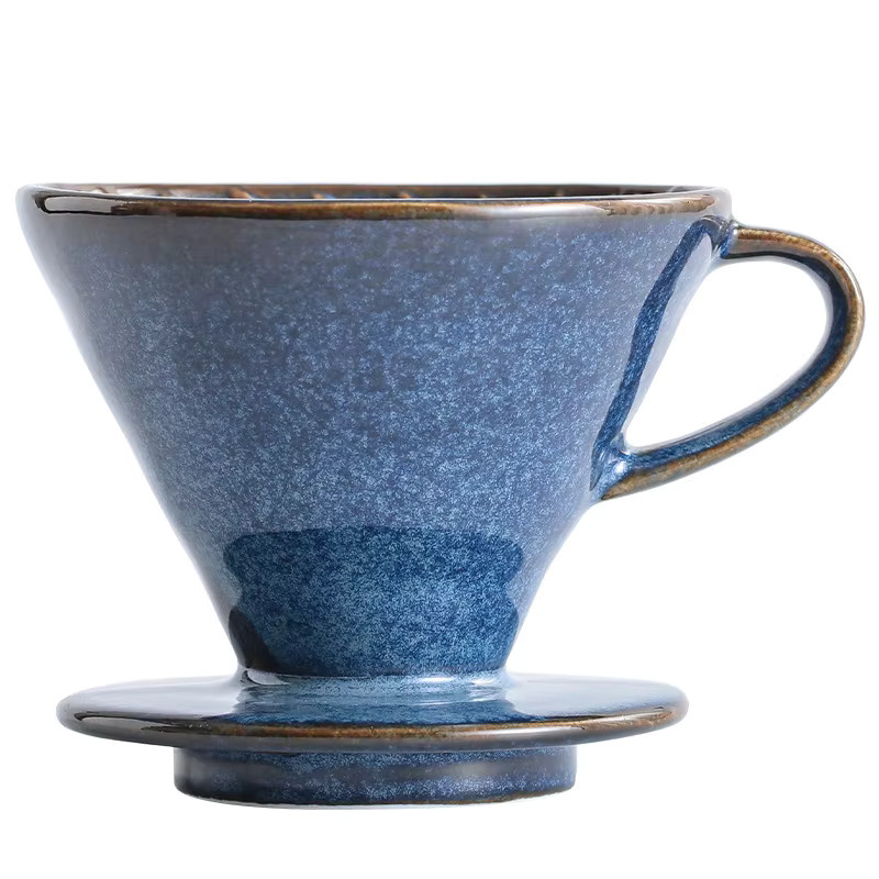 YWDL Keramik-Kaffeefilterbecher in Blau, Wiederverwendbarer V-Form Trichterfilter für Kaffee - Bild 5