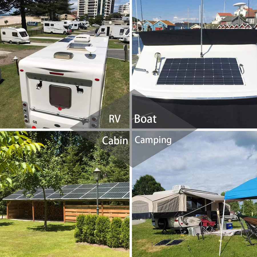 XINPUGUANG Flexibles Solarpanel Kit System 100W bis 1000W, Monokristallines Solar-Ladegerät für 12V bis 220V Off-Grid Systeme, Schwarz - Bild 5