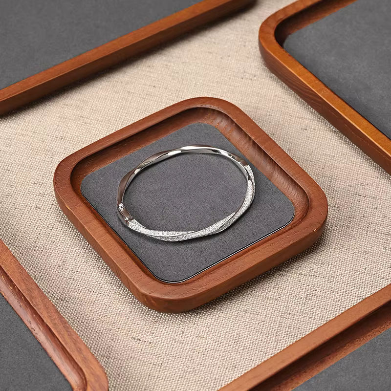Ciyye Schmuck-Display-Tablett aus Holz in Dunkelgrau zur Aufbewahrung von Armbändern, Halsketten und Ringen - Bild 5