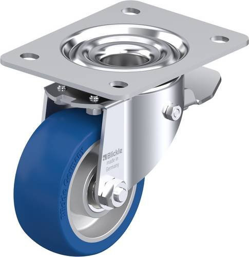 Blickle Lenkrolle LK-ALBS 100K-3-ST mit Feststeller in Blau und Silber, Rad-Durchmesser: 100 mm, Tragfähigkeit: 320 kg - Bild 1