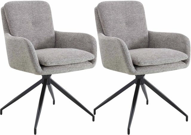 2er Set Esszimmerstühle DELUKE NAVER in Taupe mit Stoffbezug, B/T/H: 58 x 63 x 85 cm - Bild 1
