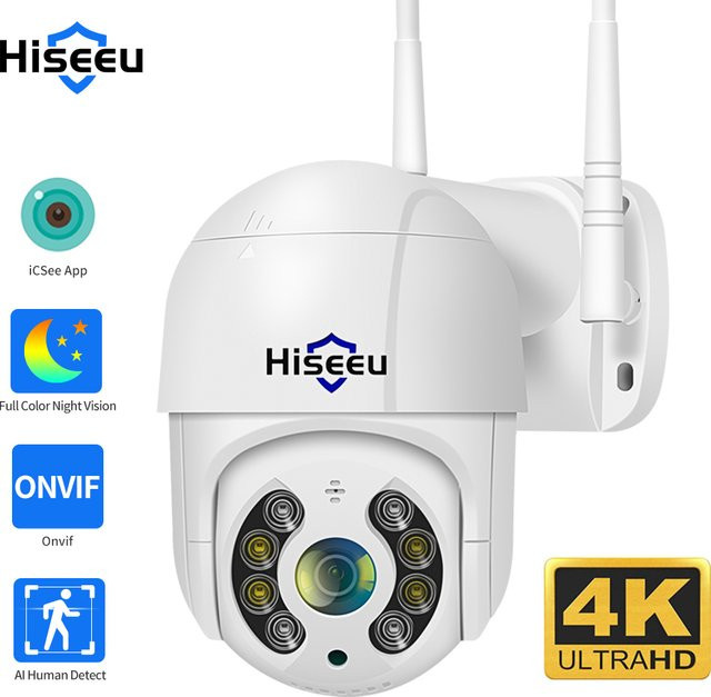 Hiseeu PTZ Wi-Fi IP-Außenkamera Speed Dome mit 5-fachem digitalem Zoom in Weiß - Bild 1