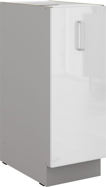 Küchenunterschrank Bianca in Weiß Hochglanz mit Schrankauszug, Breite: 30 cm - Bild 1