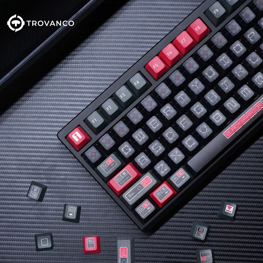 TROVANCO Troopers Tastenkappen Set in Schwarz, PBT Material mit FC-Profil, Farbsublimation für MX-Schalter, 129 Keycaps für Gaming-Tastaturen - Bild 2