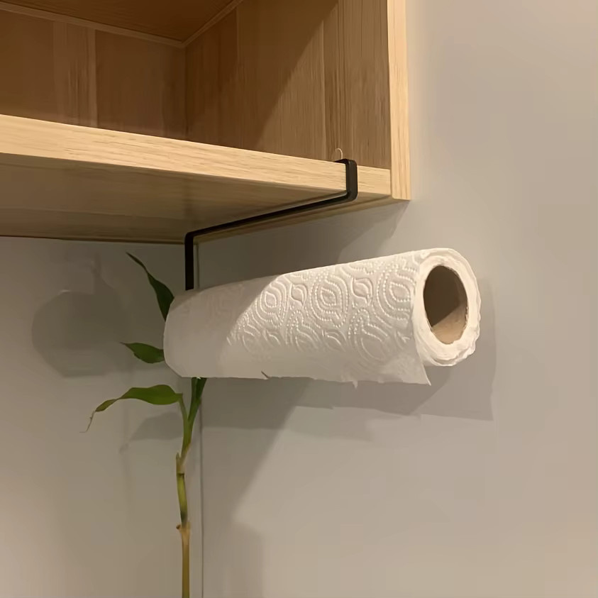 DUTRIEUX Wandmontierter Küchen-Organizer für Kunststofffolie, Aluminiumfolie und Geschirrtücher inklusive Papierhandtuchhalter in Schwarz oder Weiß - Bild 2