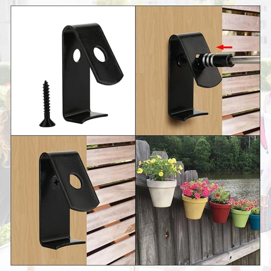 sweetyhome Blumentopf-Clips aus Eisen in Schwarz, 12 Stück Wandhaken für Terrakotta-Töpfe zur Wandmontage - Bild 5