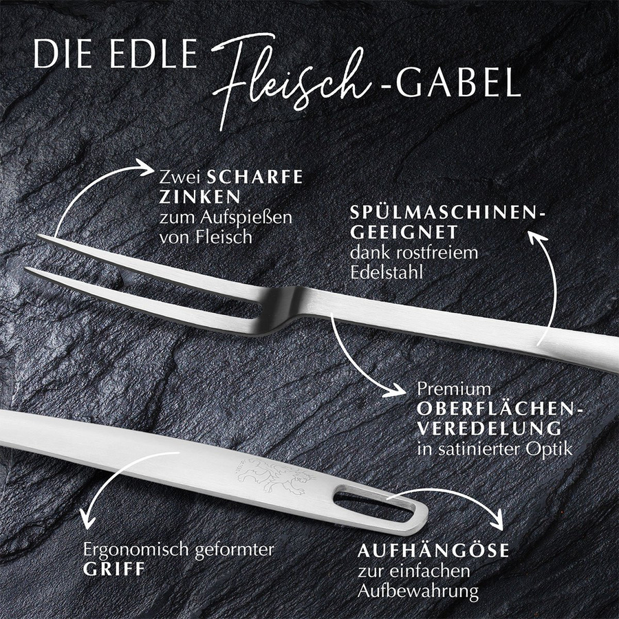 Stanley Rogers Fleischgabel aus Edelstahl in Silber mit mattem Satin-Finish, Länge: 32 cm - Bild 2