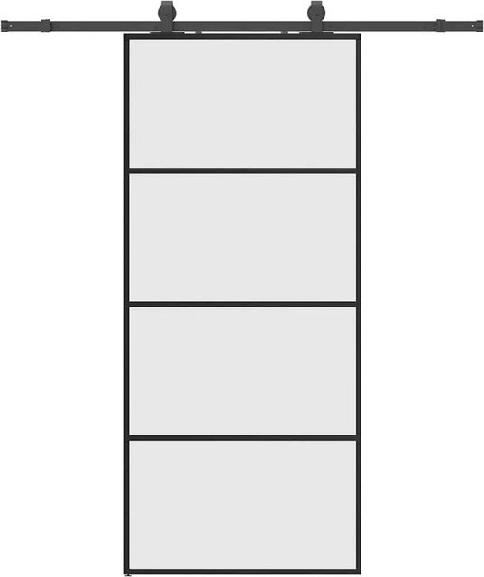 vidaXL Schiebetür aus ESG-Glas in Schwarz mit Beschlag, B: 90 cm, H: 205 cm - Bild 1