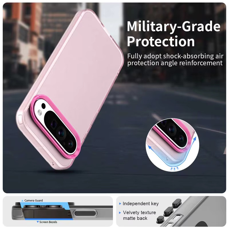 Matte Handyhülle für Google Pixel 10, 9 Pro XL, 9A und 8 Pro in Purple mit plattierter Linse und stoßfestem weichem Rahmen - Bild 3
