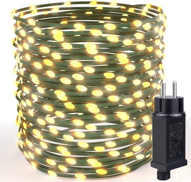Rybakov LED Weihnachts-Lichterkette in Grün für Garten und Haus mit Draht und 220V EU-Stecker - Bild 1