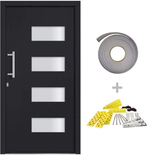 vidaXL Haustür aus Aluminium und PVC in Anthrazit, modern, B: 100 cm, H: 210 cm - Bild 1