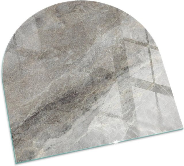 Tulup Kaminofen Glasbodenplatte aus Glas in Grau mit Natursteinmuster als Halbkreis B/T: 100 x 100 cm - Bild 1