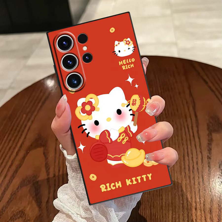 Sanrio Hello Kitty Neujahr Soft Back Phone Cover für Samsung Galaxy S25 Ultra S24 Plus S23 FE S22 S21 S20 und weitere Modelle in Rot - Bild 4