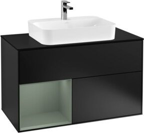 V&B Waschtischunterschrank Finion 100 Wandbeleuchtung, Blau lackiert, B/T/H: 100 x 50,1 x 50,1 cm - Bild 1