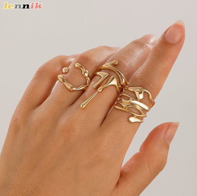 LENNIK Ring Set, Edelstahl, Gold, Herren - Bild 1