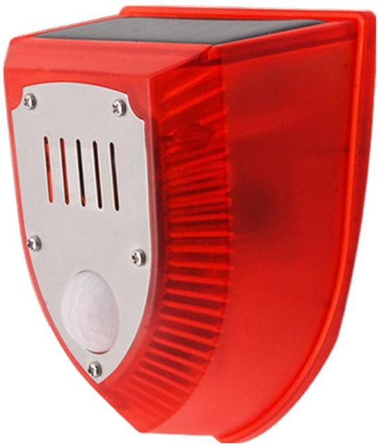 Solar Tierabwehr Plain Abode Sicherheitsalarmsystem mit Bewegungssensor, Schussgeräuschen, Hundegebell und Stroboskoplicht in Rot - Bild 1