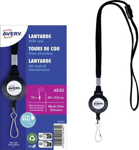 Avery Zweckform 4830 Textilband Schwarz, Länge: 44 cm, Breite: 1 cm, 10 Stück - Bild 1