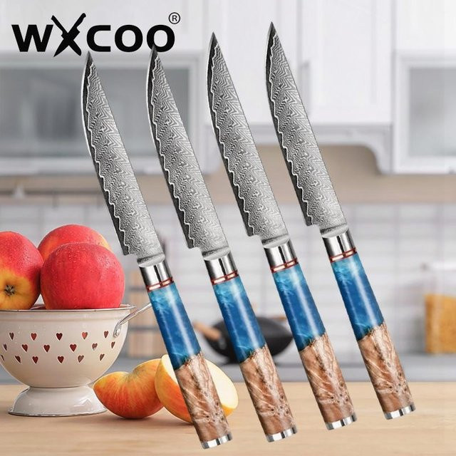 WXCOO Universal Kochmesser aus Damaststahl in Silber für Fleisch, Fisch und Gemüse - Bild 1