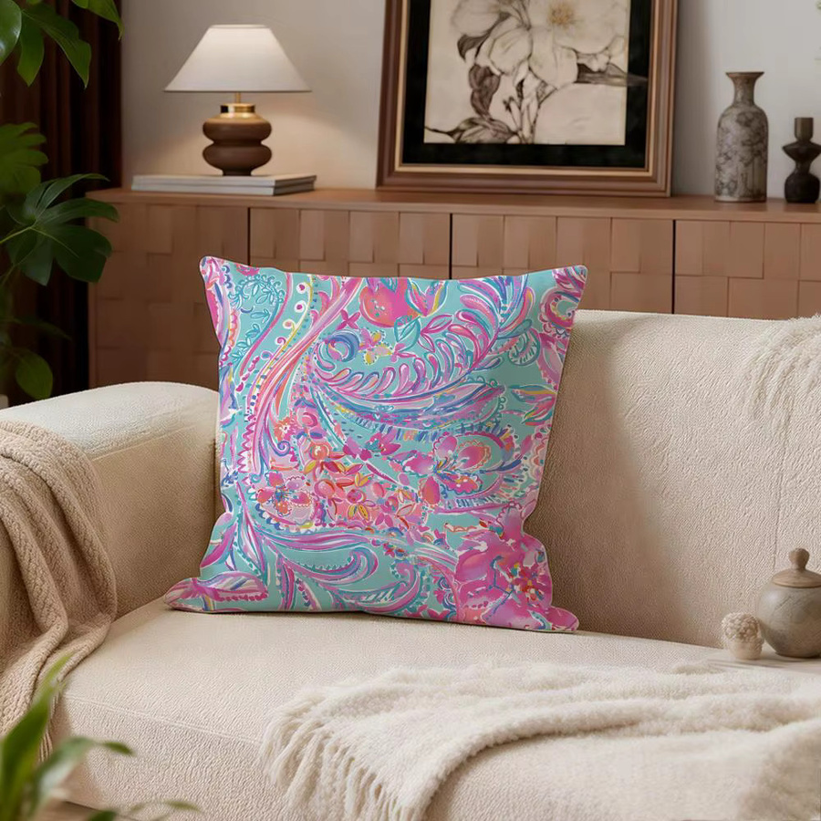 L-Lilly Decor P-Pulitzer Kissenbezug-Set, 4-teilig, Floral Boho Design, Weiß/Mehrfarbig, B/T/H: 50 x 50 x 50 cm, 45 x 45 x 45 cm und 40 x 40 x 40 cm - Bild 4