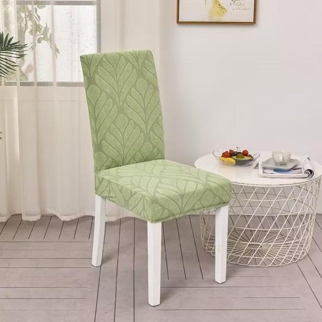 Elastische Esszimmerstuhlbezüge von Yiran bag in Jacquard-Optik, schmutzabweisend und rutschfest, Farbe Grün - Bild 1